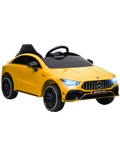 AIYAPLAY Mercedes-AMG CLA 45 Licensed 12V Kids Electric Car Ride on Car w/ Remote, Suspension Lights Music Horn - Yellow