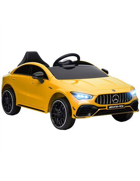 AIYAPLAY Mercedes-AMG CLA 45 Licensed 12V Kids Electric Car Ride on Car w/ Remote, Suspension Lights Music Horn - Yellow - pic 124095 | FastDaddyshop