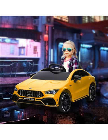AIYAPLAY Mercedes-AMG CLA 45 Licensed 12V Kids Electric Car Ride on Car w/ Remote, Suspension Lights Music Horn - Yellow