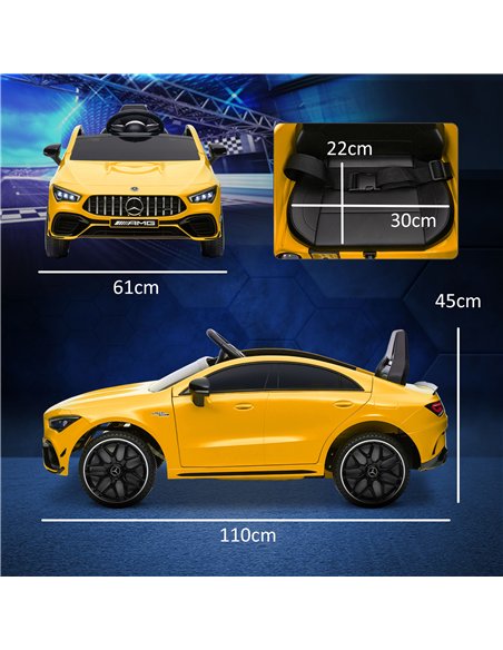 AIYAPLAY Mercedes-AMG CLA 45 Licensed 12V Kids Electric Car Ride on Car w/ Remote, Suspension Lights Music Horn - Yellow - pic 124097 | FastDaddyshop