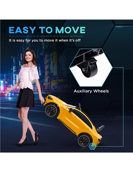 AIYAPLAY Mercedes-AMG CLA 45 Licensed 12V Kids Electric Car Ride on Car w/ Remote, Suspension Lights Music Horn - Yellow - pic 124099 | FastDaddyshop
