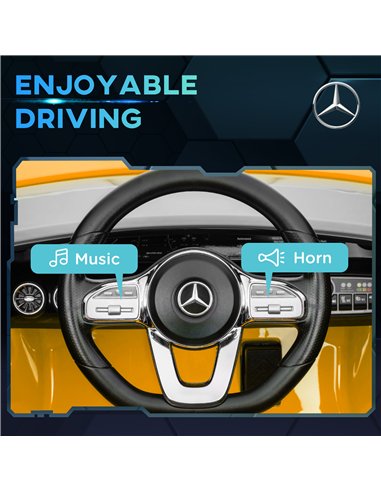 AIYAPLAY Mercedes-AMG CLA 45 Licensed 12V Kids Electric Car Ride on Car w/ Remote, Suspension Lights Music Horn - Yellow