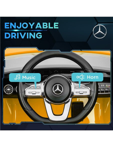 AIYAPLAY Mercedes-AMG CLA 45 Licensed 12V Kids Electric Car Ride on Car w/ Remote, Suspension Lights Music Horn - Yellow - pic 124100 | FastDaddyshop