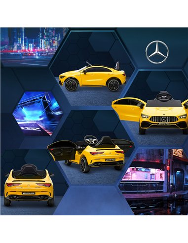 AIYAPLAY Mercedes-AMG CLA 45 Licensed 12V Kids Electric Car Ride on Car w/ Remote, Suspension Lights Music Horn - Yellow