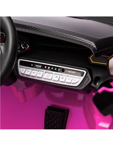 AIYAPLAY 12V Lamborghini Autentica Licensed Kids Electric Car with Remote Control, Four Suspension Wheels, Soft Start, Pink