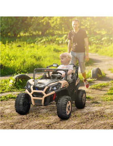 AIYAPLAY 24V 2 Seater Kids Electric Car with Remote Control, Suspension System,  Slow Start, 3 Speeds, for 3-8 Years, Khaki