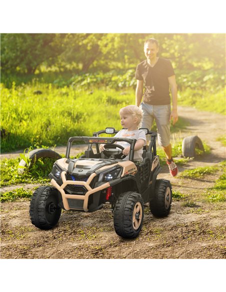 AIYAPLAY 24V 2 Seater Kids Electric Car with Remote Control, Suspension System,  Slow Start, 3 Speeds, for 3-8 Years, Khaki - pic 124114 | FastDaddyshop