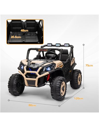 AIYAPLAY 24V 2 Seater Kids Electric Car with Remote Control, Suspension System,  Slow Start, 3 Speeds, for 3-8 Years, Khaki