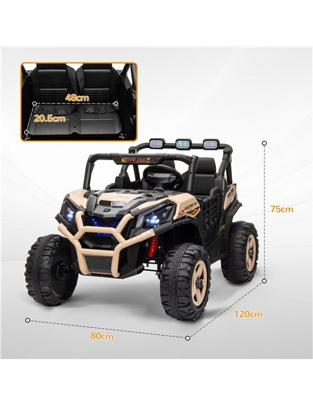 AIYAPLAY 24V 2 Seater Kids Electric Car with Remote Control, Suspension System,  Slow Start, 3 Speeds, for 3-8 Years, Khaki - pic 124115 | FastDaddyshop