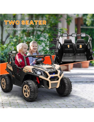 AIYAPLAY 24V 2 Seater Kids Electric Car with Remote Control, Suspension System,  Slow Start, 3 Speeds, for 3-8 Years, Khaki