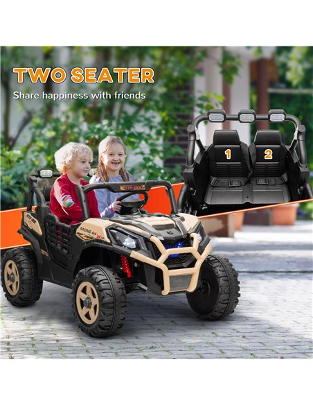 AIYAPLAY 24V 2 Seater Kids Electric Car with Remote Control, Suspension System,  Slow Start, 3 Speeds, for 3-8 Years, Khaki - pic 124117 | FastDaddyshop