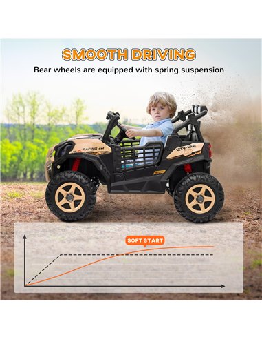 AIYAPLAY 24V 2 Seater Kids Electric Car with Remote Control, Suspension System,  Slow Start, 3 Speeds, for 3-8 Years, Khaki