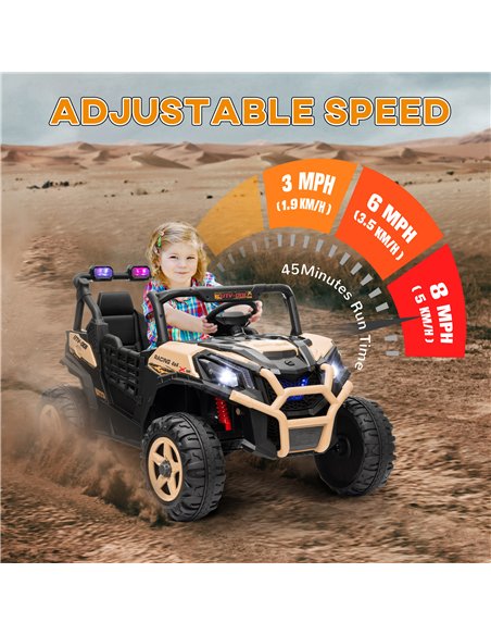 AIYAPLAY 24V 2 Seater Kids Electric Car with Remote Control, Suspension System,  Slow Start, 3 Speeds, for 3-8 Years, Khaki - pic 124119 | FastDaddyshop
