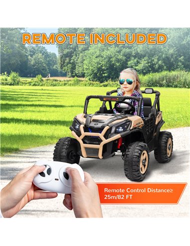 AIYAPLAY 24V 2 Seater Kids Electric Car with Remote Control, Suspension System,  Slow Start, 3 Speeds, for 3-8 Years, Khaki