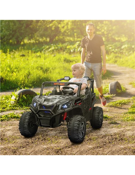 AIYAPLAY 24V 2 Seater Kids Electric Car with Remote Control, Suspension System,  Slow Start, 3 Speeds, for 3-8 Years, Black - pic 124123 | FastDaddyshop