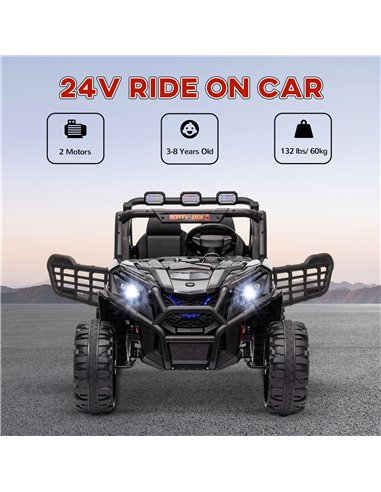 AIYAPLAY 24V 2 Seater Kids Electric Car with Remote Control, Suspension System,  Slow Start, 3 Speeds, for 3-8 Years, Black