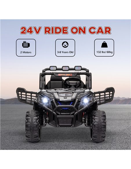AIYAPLAY 24V 2 Seater Kids Electric Car with Remote Control, Suspension System,  Slow Start, 3 Speeds, for 3-8 Years, Black - pic 124125 | FastDaddyshop