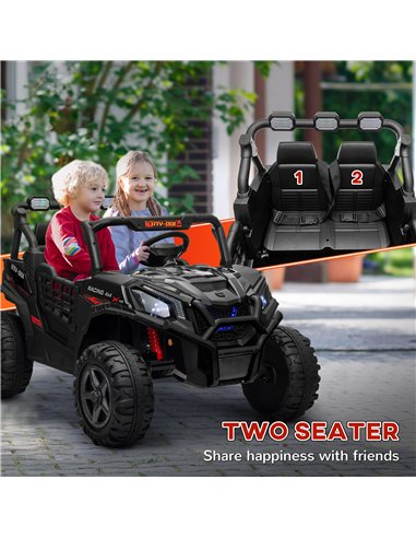 AIYAPLAY 24V 2 Seater Kids Electric Car with Remote Control, Suspension System,  Slow Start, 3 Speeds, for 3-8 Years, Black