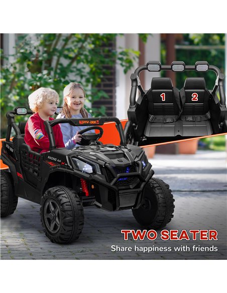 AIYAPLAY 24V 2 Seater Kids Electric Car with Remote Control, Suspension System,  Slow Start, 3 Speeds, for 3-8 Years, Black - pic 124126 | FastDaddyshop