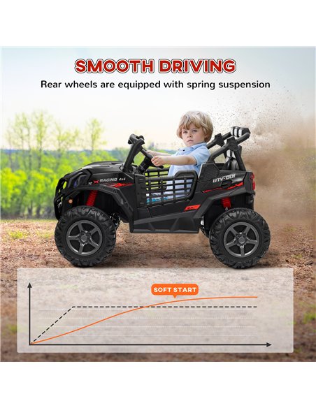 AIYAPLAY 24V 2 Seater Kids Electric Car with Remote Control, Suspension System,  Slow Start, 3 Speeds, for 3-8 Years, Black - pic 124127 | FastDaddyshop