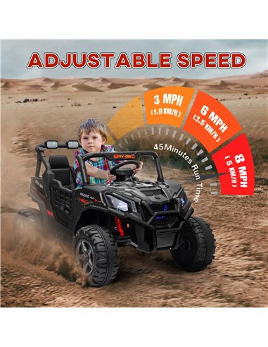 AIYAPLAY 24V 2 Seater Kids Electric Car with Remote Control, Suspension System,  Slow Start, 3 Speeds, for 3-8 Years, Black