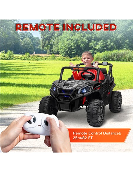 AIYAPLAY 24V 2 Seater Kids Electric Car with Remote Control, Suspension System,  Slow Start, 3 Speeds, for 3-8 Years, Black - pic 124129 | FastDaddyshop