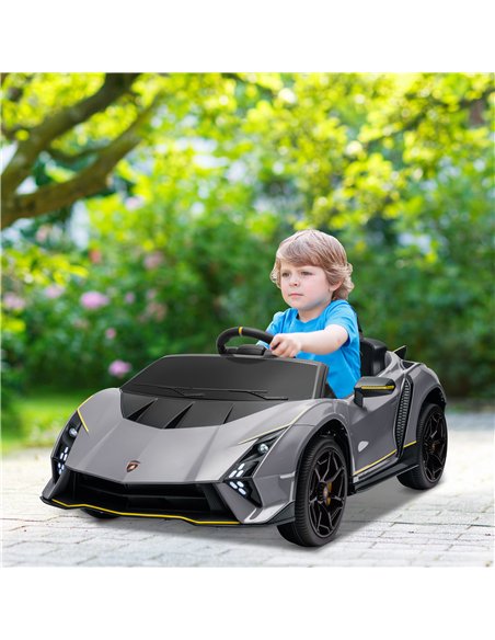 AIYAPLAY 12V Lamborghini Autentica Licensed Kids Electric Car with Remote Control, Four Suspension Wheels, Soft Start, Grey - pic 124132 | FastDaddyshop
