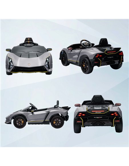AIYAPLAY 12V Lamborghini Autentica Licensed Kids Electric Car with Remote Control, Four Suspension Wheels, Soft Start, Grey - pic 124138 | FastDaddyshop
