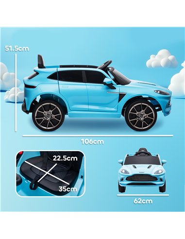 AIYAPLAY Aston Martin DBX Licensed Battery Powered Kids Electric Car, 12V Kids Ride on Car w/ Lights, Music Horn, Blue