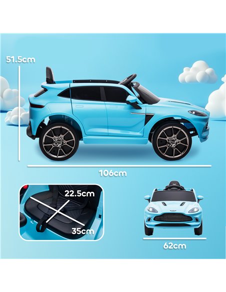 AIYAPLAY Aston Martin DBX Licensed Battery Powered Kids Electric Car, 12V Kids Ride on Car w/ Lights, Music Horn, Blue - pic 124142 | FastDaddyshop