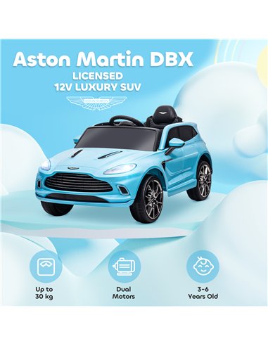 AIYAPLAY Aston Martin DBX Licensed Battery Powered Kids Electric Car, 12V Kids Ride on Car w/ Lights, Music Horn, Blue