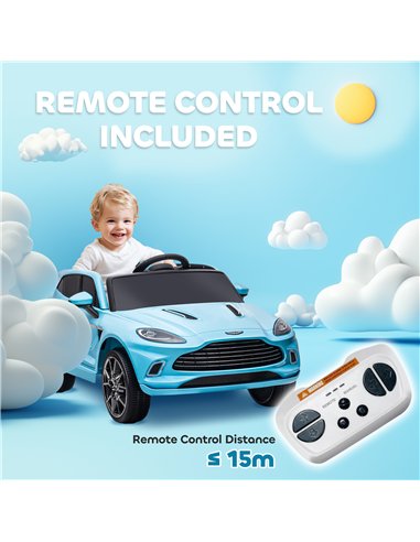 AIYAPLAY Aston Martin DBX Licensed Battery Powered Kids Electric Car, 12V Kids Ride on Car w/ Lights, Music Horn, Blue