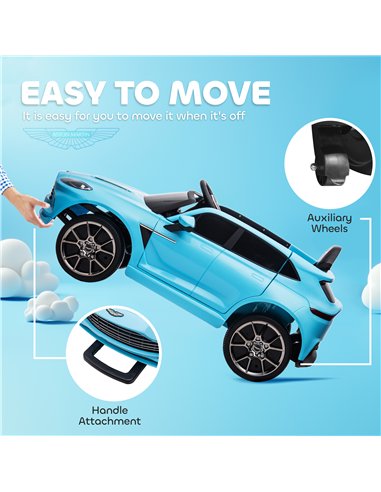AIYAPLAY Aston Martin DBX Licensed Battery Powered Kids Electric Car, 12V Kids Ride on Car w/ Lights, Music Horn, Blue
