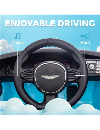 AIYAPLAY Aston Martin DBX Licensed Battery Powered Kids Electric Car, 12V Kids Ride on Car w/ Lights, Music Horn, Blue