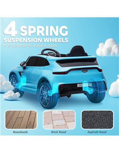 AIYAPLAY Aston Martin DBX Licensed Battery Powered Kids Electric Car, 12V Kids Ride on Car w/ Lights, Music Horn, Blue