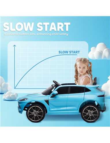 AIYAPLAY Aston Martin DBX Licensed Battery Powered Kids Electric Car, 12V Kids Ride on Car w/ Lights, Music Horn, Blue