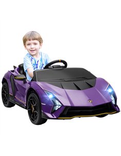 AIYAPLAY 12V Lamborghini Autentica Licensed Kids Electric Car with Remote Control, Four Suspension Wheels, Soft Start, Purple