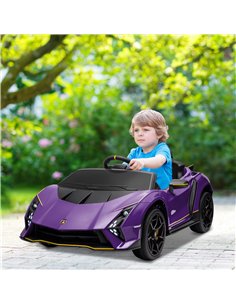 AIYAPLAY 12V Lamborghini Autentica Licensed Kids Electric Car with Remote Control, Four Suspension Wheels, Soft Start, Purple 2