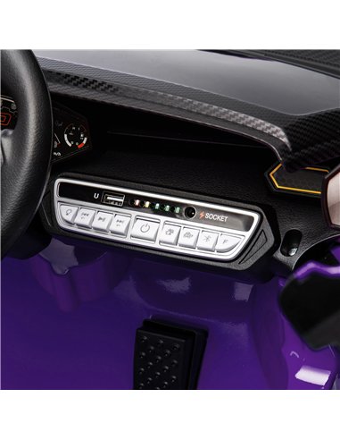 AIYAPLAY 12V Lamborghini Autentica Licensed Kids Electric Car with Remote Control, Four Suspension Wheels, Soft Start, Purple