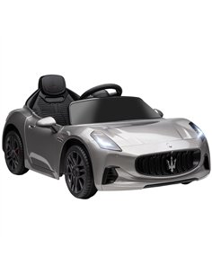 AIYAPLAY 12V Maserati Gran Turismo Folgore Lincesed Kids Electric Car with Remote Control, Soft Start, Grey