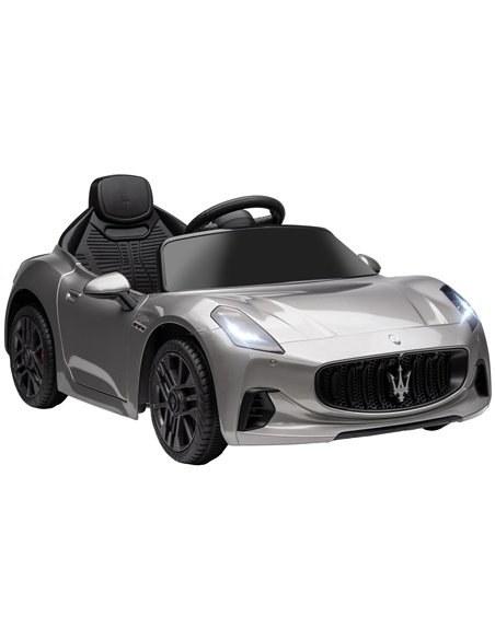 AIYAPLAY 12V Maserati Gran Turismo Folgore Lincesed Kids Electric Car with Remote Control, Soft Start, Grey - pic 124158 | FastDaddyshop