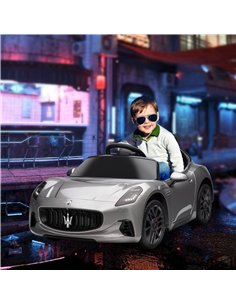 AIYAPLAY 12V Maserati Gran Turismo Folgore Lincesed Kids Electric Car with Remote Control, Soft Start, Grey 2