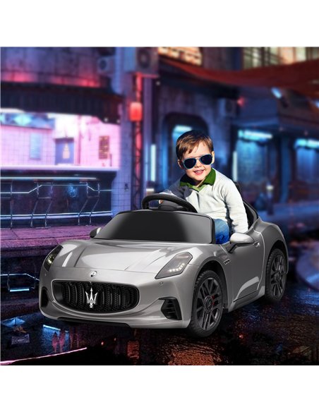 AIYAPLAY 12V Maserati Gran Turismo Folgore Lincesed Kids Electric Car with Remote Control, Soft Start, Grey - pic 124159 | FastDaddyshop