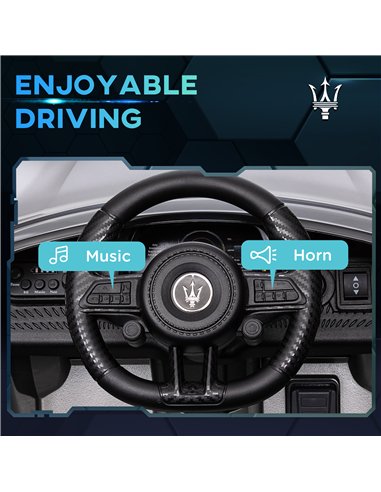 AIYAPLAY 12V Maserati Gran Turismo Folgore Lincesed Kids Electric Car with Remote Control, Soft Start, Grey