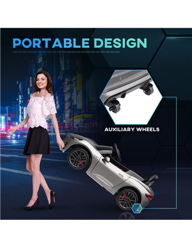 AIYAPLAY 12V Maserati Gran Turismo Folgore Lincesed Kids Electric Car with Remote Control, Soft Start, Grey