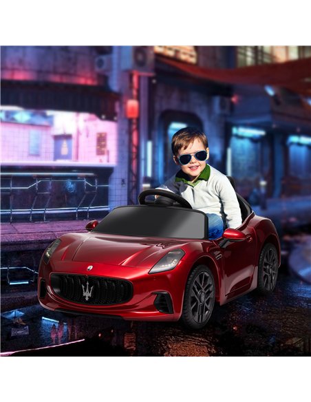 AIYAPLAY 12V Maserati Gran Turismo Folgore Lincesed Kids Electric Car with Remote Control, Soft Start, Wine Red - pic 124168 | FastDaddyshop