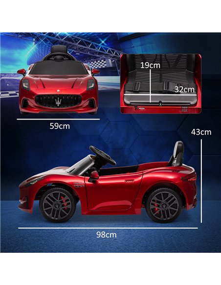 AIYAPLAY 12V Maserati Gran Turismo Folgore Lincesed Kids Electric Car with Remote Control, Soft Start, Wine Red - pic 124169 | FastDaddyshop
