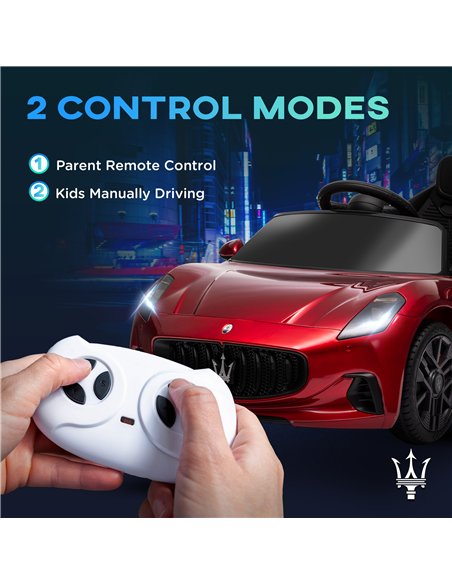 AIYAPLAY 12V Maserati Gran Turismo Folgore Lincesed Kids Electric Car with Remote Control, Soft Start, Wine Red - pic 124171 | FastDaddyshop