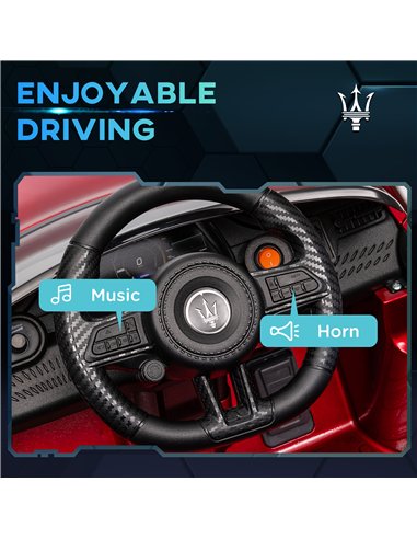 AIYAPLAY 12V Maserati Gran Turismo Folgore Lincesed Kids Electric Car with Remote Control, Soft Start, Wine Red