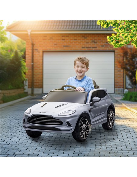 AIYAPLAY Aston Martin DBX Licensed Battery Powered Kids Electric Car, 12V Kids Ride on Car w/ Lights, Music Horn, Grey - pic 124177 | FastDaddyshop